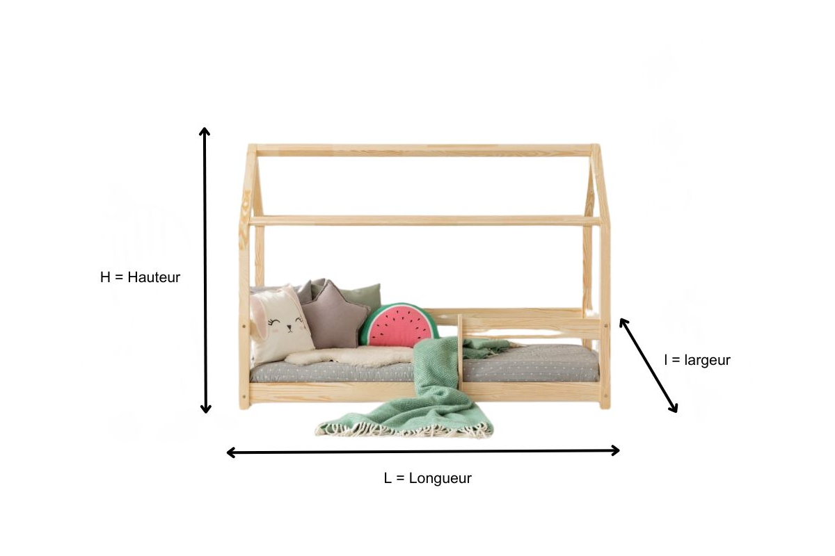 Schéma du lit cabane en bois Luce